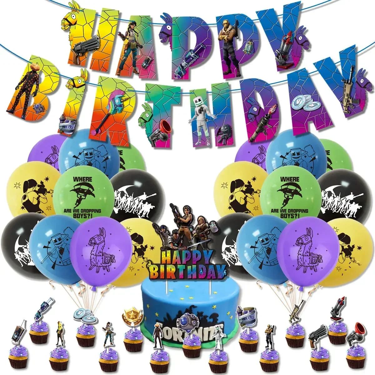 Party Games Kids Birthday - Hot Game Fortnite Theme DIY Balloons