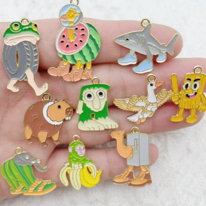 Party Games Event - 10pcs Creative Alloy Drip Oil Jewelry,