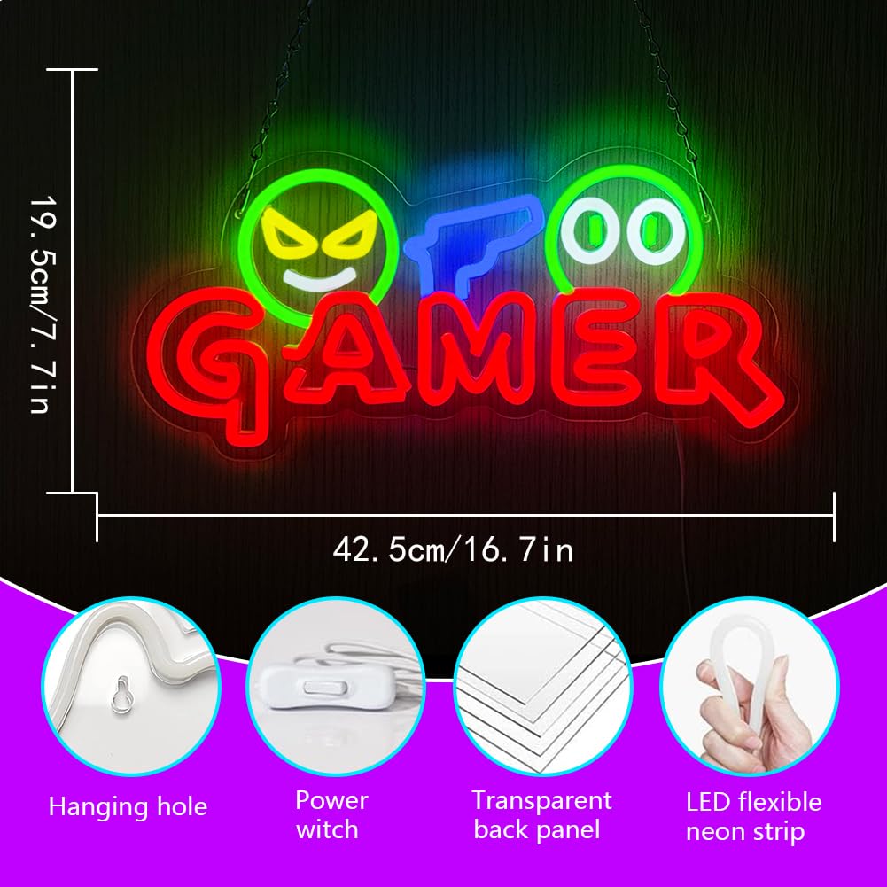 Gamer Neon Sign LED Wall Light - Party Games Baby Shower ulasan dan harga