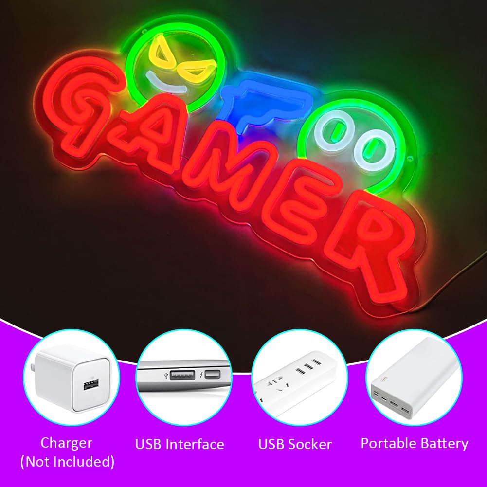 Gamer Neon Sign LED Wall Light - Party Games Baby Shower ulasan dan harga
